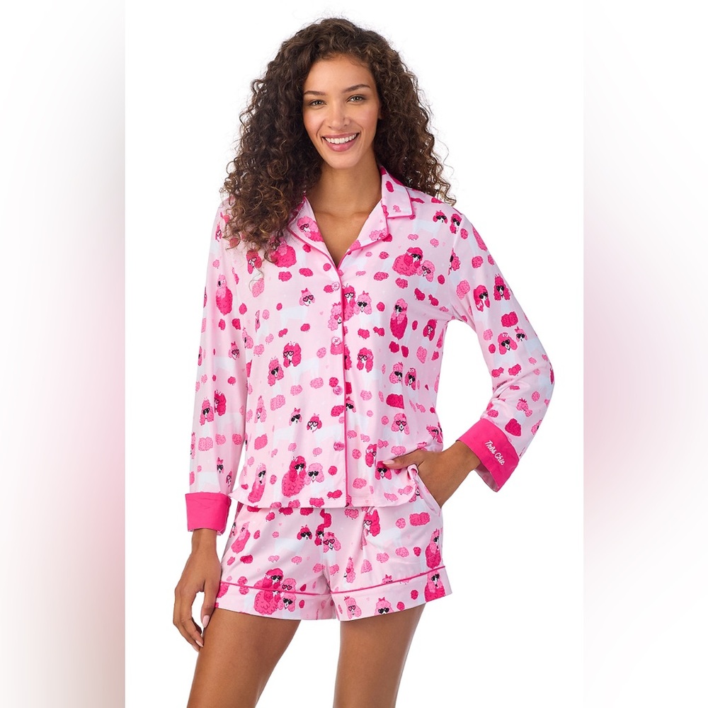 Women's Pink Printed Two-Piece Pajama Set